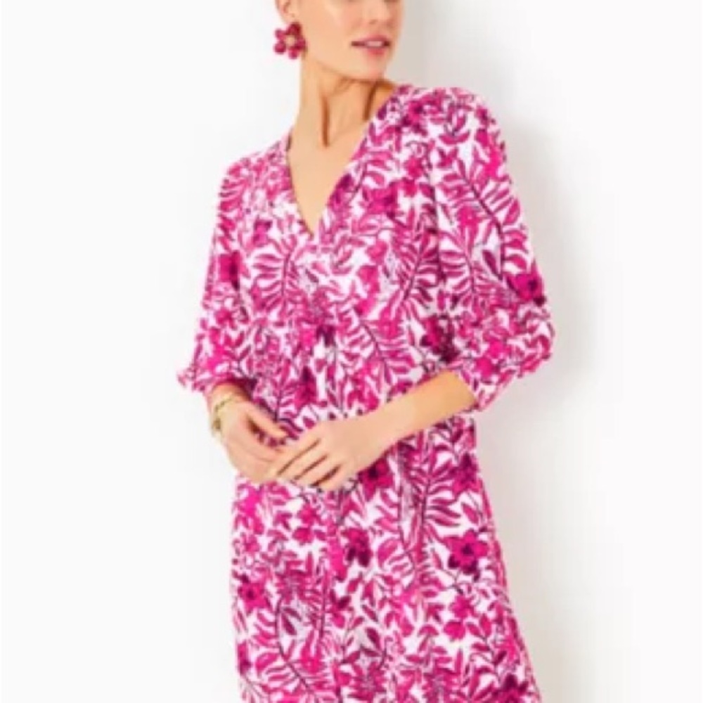 Lilly Pulitzer Pink Floral Swing cotton jersey dress